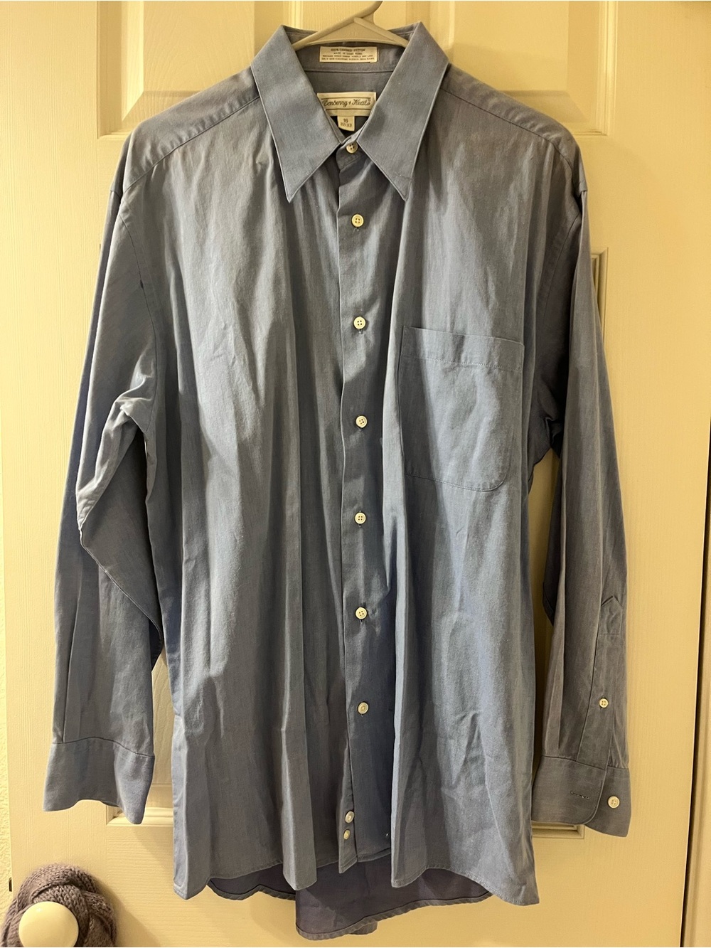 donberry & keats men’s vintage blue oxford long sleeve dress shirt 100% cotton